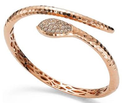 China Snake Shaped Animal Themed Jewelry Simple Rose Gold Diamond Bracelet for sale