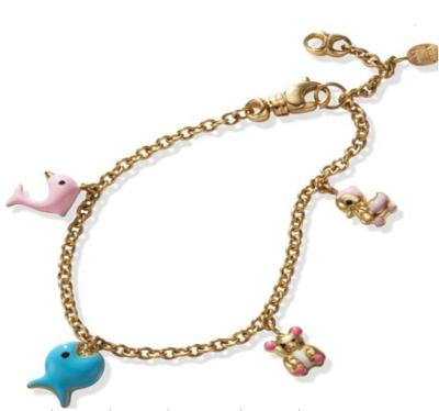 China Charm Animal Themed Multicolor Gold Plated Animal Charm Chain Bracelet for sale