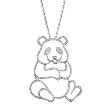 China Animal Themed Cute Cubic Zirconia Panda Necklace of Sterling Silver for sale