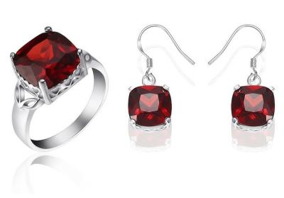 China Custom Silver Ladies Jewelry Sets Ruby Diamond engagement Jewelry Sets for sale