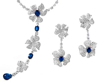 China Fancy Sterling Silver Micro pave Flower Jewelry Sets Support Rhodium / Rose Gold Plating for sale