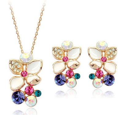 China Stylish Gold Fashion Girl Custom Multi Color Zircon Decorative Jewelry Sets for sale