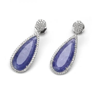 China Beautiful Elegant Purple Micro Pave Diamond Stud Earrings for Ladies for sale