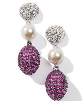 China Fashionable Girls Circle Micro Pave Earrings Jewellery With White Pearl Bead for sale