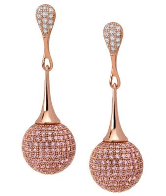 China Customized Trendy Rose Gold Globe Micro Pave Earrings for Girl Gift for sale