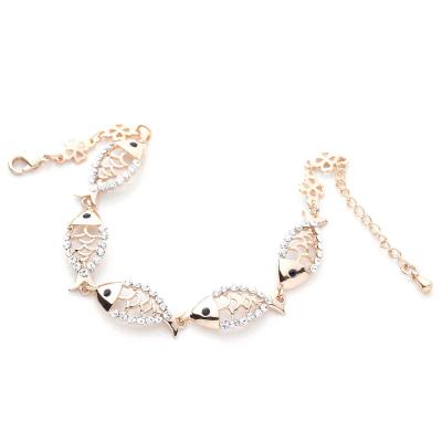 China Pulsera cristalina de plata formada pescados de moda del oro 925 de Rose para las muchachas en venta