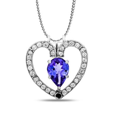 China White Gold Personalised Jewellery Crystal Heart With Purple Diamond Pendant for sale