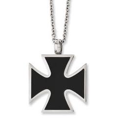 China Design Simple Personalised Jewellery Black Enamel Cross Pendant for sale