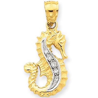 China Mens Unique Nautical Diamond CZ Seahorse Pendant of Sterling Silver for sale