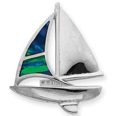 China Sailing Boat Nautical Themed Jewelry , Unique Opal Boat Pendant Charm for sale