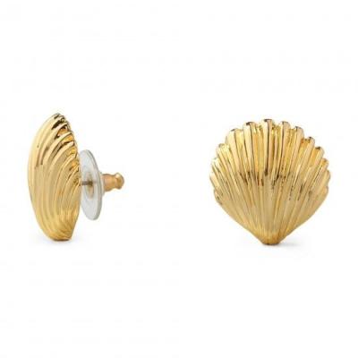 China Yellow Gold Pated Nautical Themed Jewelry Sea Shell Earring Stud for sale