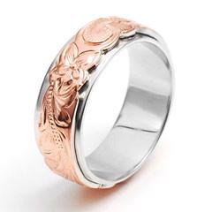 China Interchangeable Rose Gold Hawaiian Jewelry Silver Base Engraved Ring for sale