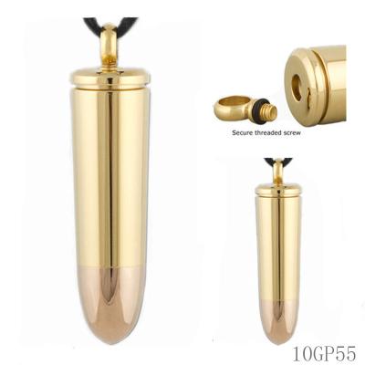 China 316L Stainless Steel Cremation URN Jewelry Gold Bullet Cremation Pendant for sale