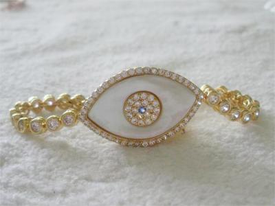 China Middle Eastern Evil Eye Jewelry Shell Pearl 7 Inch Yellow Gold Bracelet for sale