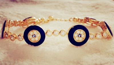 China For Women And Men Evil Eye Jewelry Gold 7inch Evil Eye Bracelet Dark Blue for sale