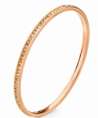 China Rose Gold Stackable Bangle Charm Bracelet Thin Crystal For Unisex for sale