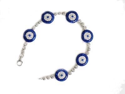 China Sterling Silver Evil Eye Jewelry Dark Blue Silver Tennis Bracelet for sale