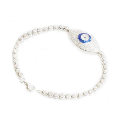 China Jewish Symbols Big Evil Eye Jewelry White Gold Resin Glass Evil Eye Bracelet for sale