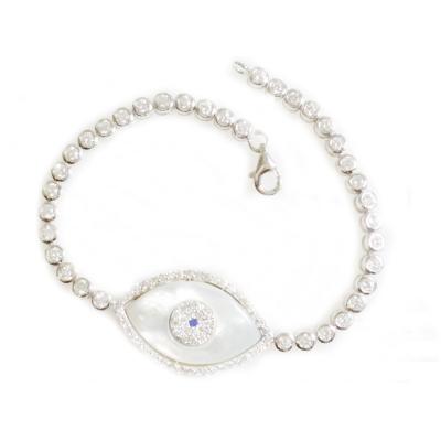 China Turkish Style Evil Eye Jewelry 7Inch Shell Eye With Rhodium Plated Bracelet for sale