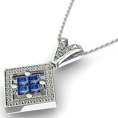 China Sterling Silver Glass Jewelry Pendants Square Cut Cushion Shaped for sale