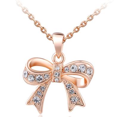 China Rose Gold Zircon Fashion Jewelry Pendants Silver Base Butterfly Bow for sale