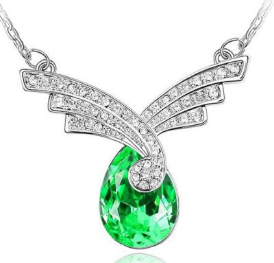 China Crystal Fashion Jewelry Pendants CZ Paved Wing Drop Silver Plated for sale