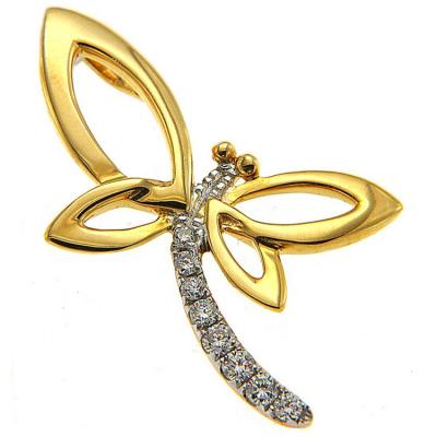 China Cubic Zircon Girl Fashion Jewelry Pendants Yellow Gold Gragonfly Charm for sale