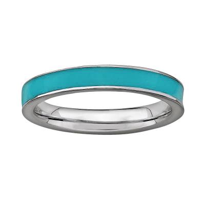 China Silver Fashion Jewelry Rings Macaron Colored Enamel Eternity Ring Band for sale