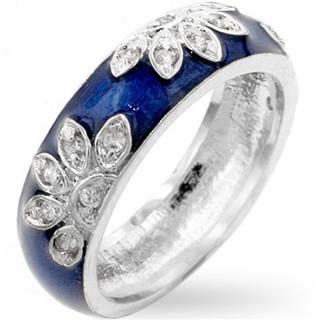 China Rhodium Plated Brass Base Fashion Jewelry Rings Flower Blossom Enamel for sale