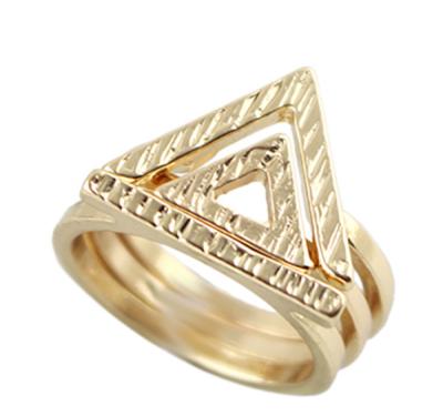 China Fashion Three Triangle Rings Yellow Gold Silver Base Jewelry for sale