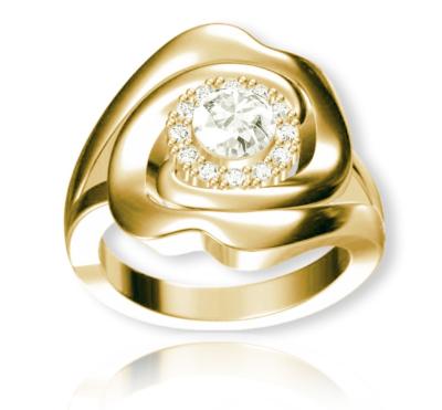 China Gold Rolled Rose Shaped Fashion Jewelry Rings Crystal Zircon Lady Bands for sale