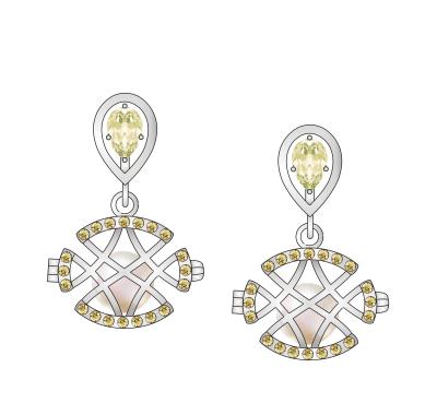 China Oval Shaped Zircon Shell Pearl Cage Stylish Earrings Sterling Silver Women for sale