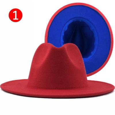 China 2022 Casual Warm Wool Fedora Hat New Two Colors Inside And Outside Jazz Folk Hat Prim Faux Leather Strap Men Women for sale