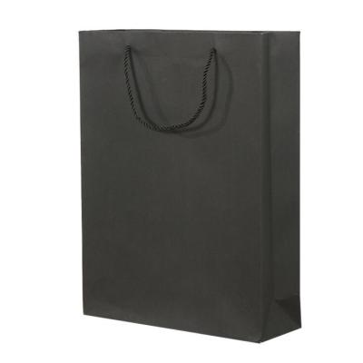 China Recyclable Cardboard Paper Packaging Bags Black Exquisite Paper Bag Custom Clothes Gift Bag for sale