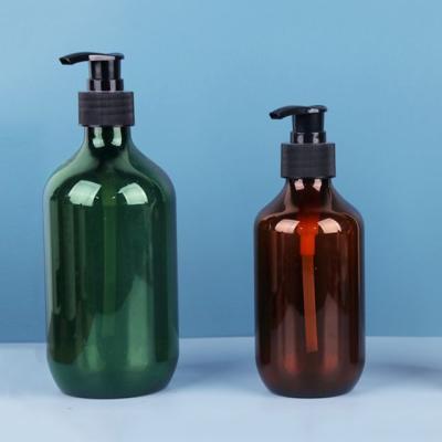 China Cosmetic Printed Pet 300ml Transparent Empty Plastic Recycled Shampoo Packaging Bottles With Lotion Pump for sale