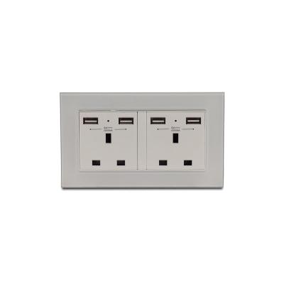 China Durable USB Combine Socket For Universal Hotel Wall Socket 2gang Wall Socket With Dual Usb Charger UK Plug for sale