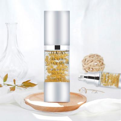 China Wholesale Skin Revitalizer Factory 24k Gold Caviar Serum Organic Anti Aging Brightening Wrinkle Firming Collagen Serum for sale