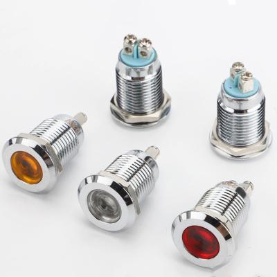 China High quality waterproof metal 10mm 3V 6V 12V 24V 110V 220V white green blue yellow red signal lamp/LED indicator with wires for sale