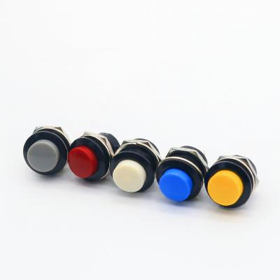 China Normally Narrow Blue Push Button Switch Momentary Reset Plastic Switch Press Switch Mounting Hole 16mm for sale