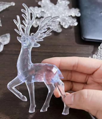 China Custom Acrylic Crystal Christmas Ornament Christmas Reindeer For Christmas Tree Decor for sale