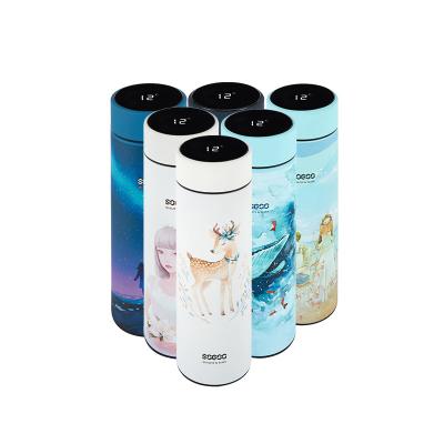 China Wholesale 500ml PORTABLE Double Wall Vacuum Insulated Stainless Steel Water Bottles Thermos Cup With Smart Temperature Display Lid for sale