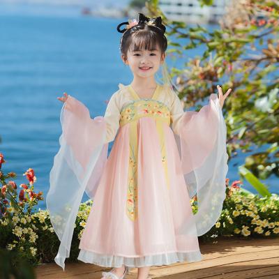 China Polyester Children's Chinese Style Embroidery Hanfu Girl Ancient Style Skirt Super Fairy Dress for sale