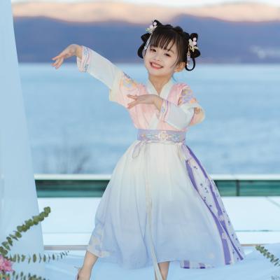 China Polyester Girls Chinese Traditional Children Hanfu Set Long Sleeves Clothing Tang Hanfu Costume Dress for sale