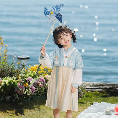 China Polyester Chinese Style Girl's Spring Children's Clothing Long Sleeve Chinese Tang Suit Embroidered Dress for sale