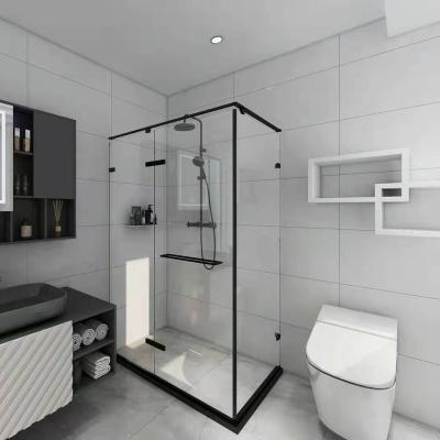 China Modern One Set Can Be Customized 10mm Tempered Glass Black Hinge Frameless Shower Door for sale