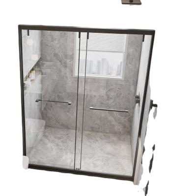 China Modern 8mm Tempered Glass Black Frame With Buffer Shower Room Safety Protection for sale