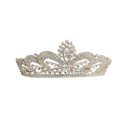 China Wedding Crystal Gold Bridal Crown Rhinestone decoration for sale W14xH5 for sale