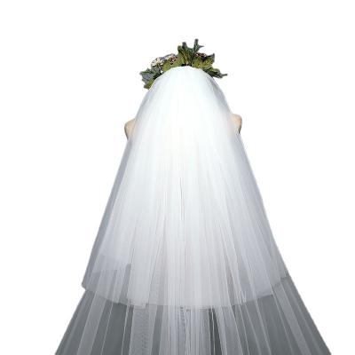 China New Type Quality Wedding Bridal Veils Tulle Lace Sequin OEM Veil POI 2021 Style Material Long Techniques Layer Veil for sale