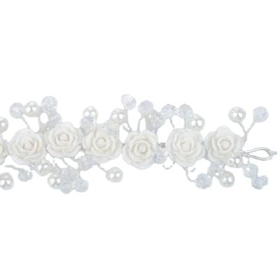 China Baroque Bridesmaid Rose Headband White Flower Wreath Headpieces TXB-A098-SL for sale