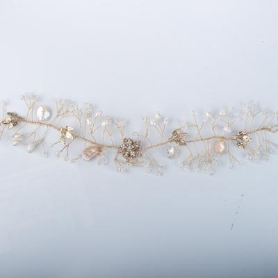 China Crystal Hair Embellish Design Metal Bridal Headband Guangzhou Supplier TXB-A067-GD for sale